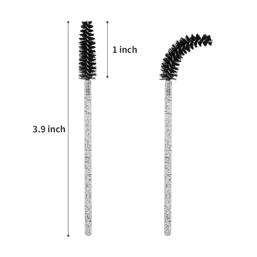 CHEFBEE Disposable Eyelash Brushes 100 Pack Mascara Wands with Container Black