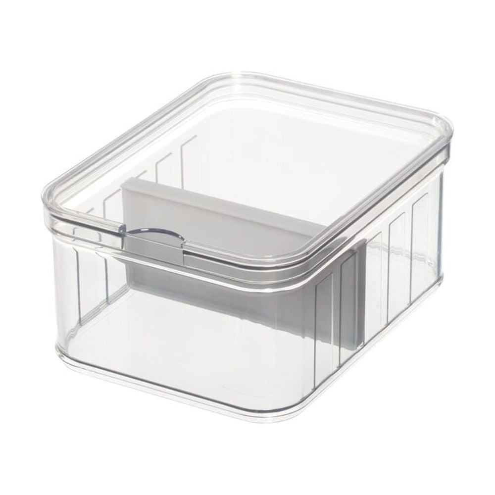 Plastic Refrigerator & Pantry Divided Bin Modular Stacking Food Storage Box