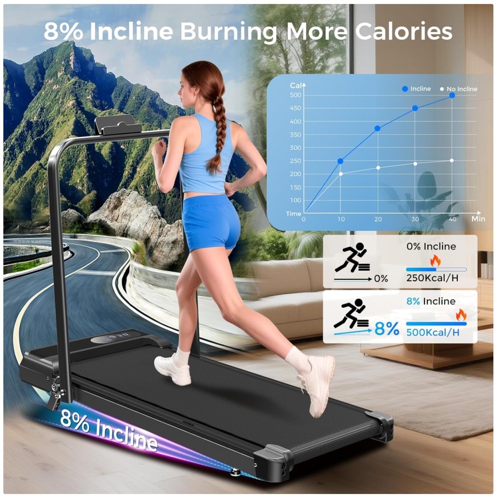 Multifunctional Foldable Treadmill - 350lbs Capacity