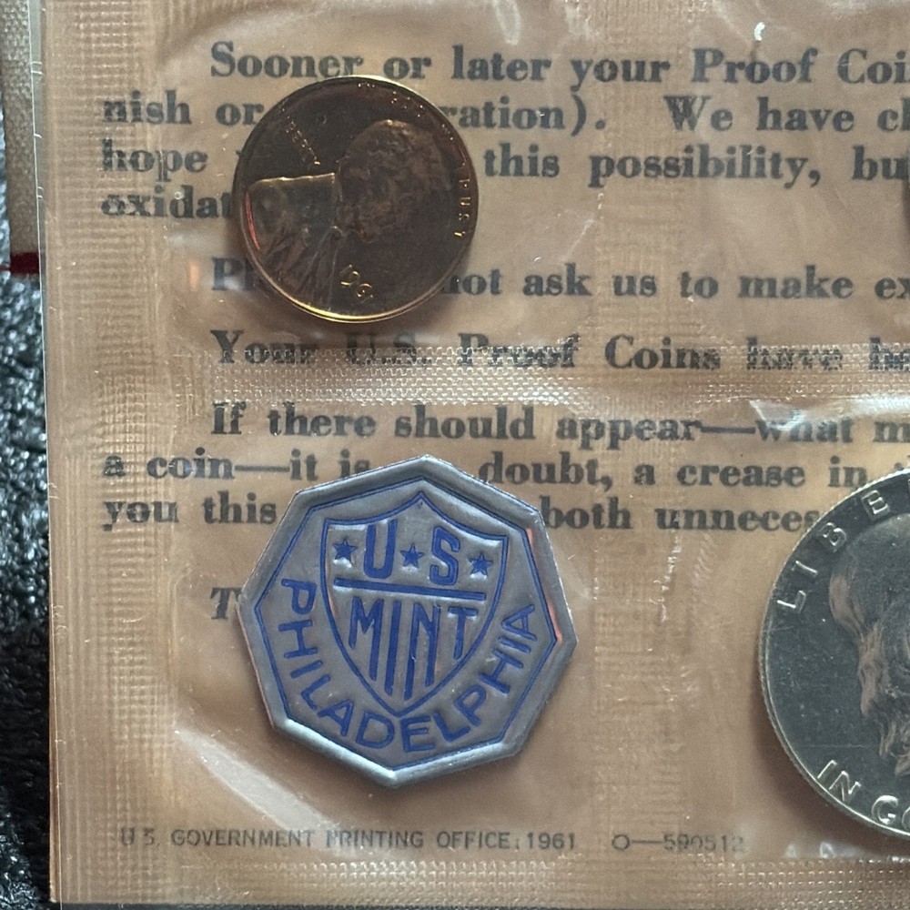 1961 Proof Set 90% Silver W/ Franklin Half