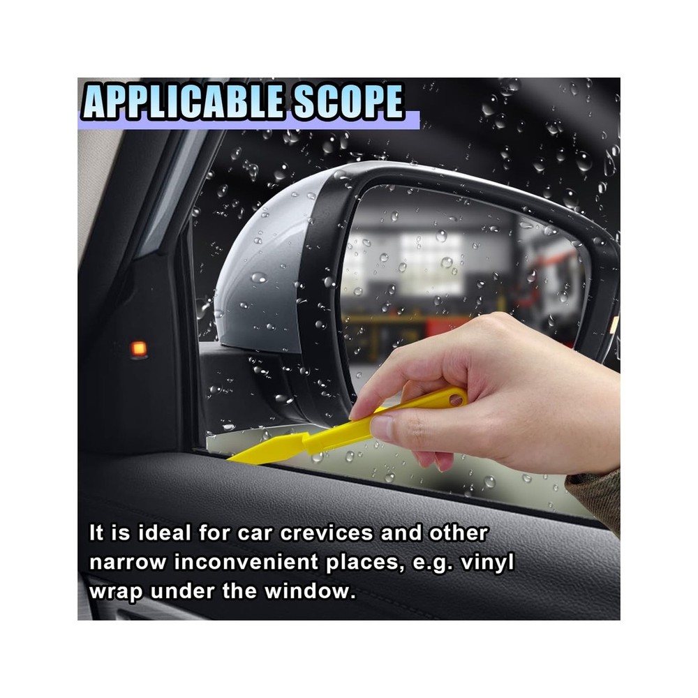 Car Window Tint Squeegee Tool, Plastic Long Handle Shank Corner Squeegee, Fle...
