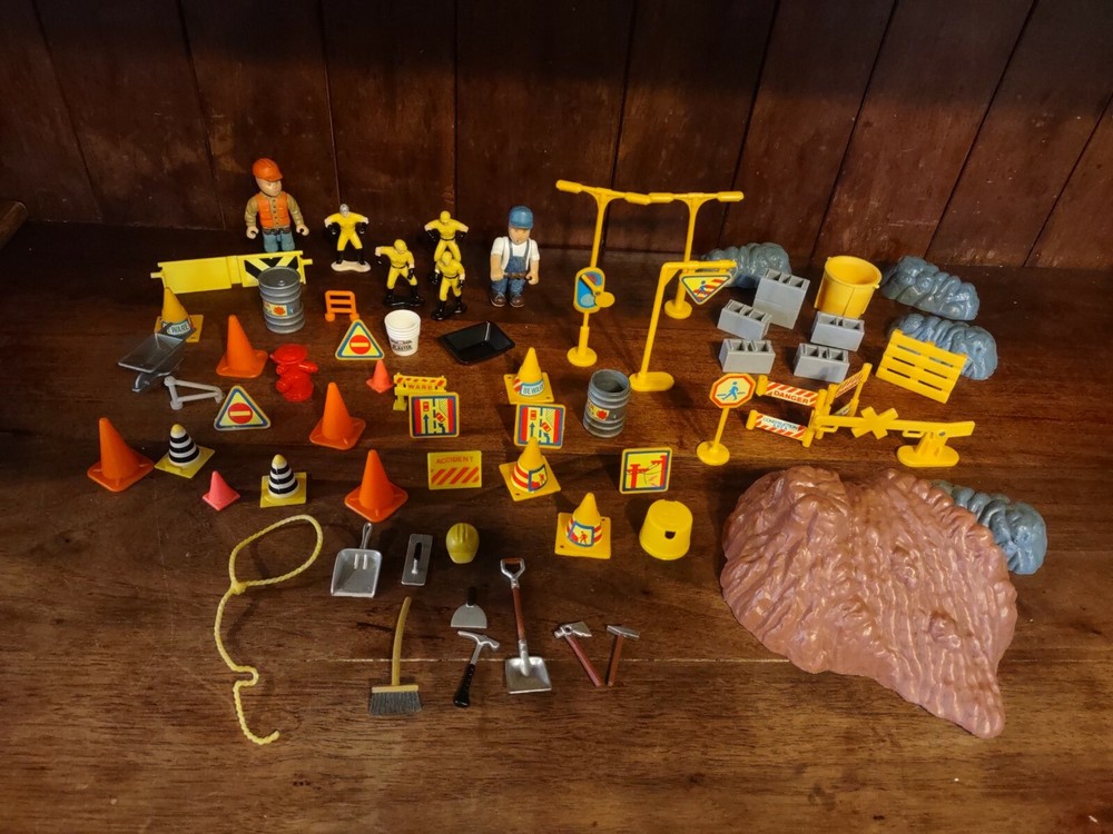 60+ Pieces Vintage Construction Playset Accessories