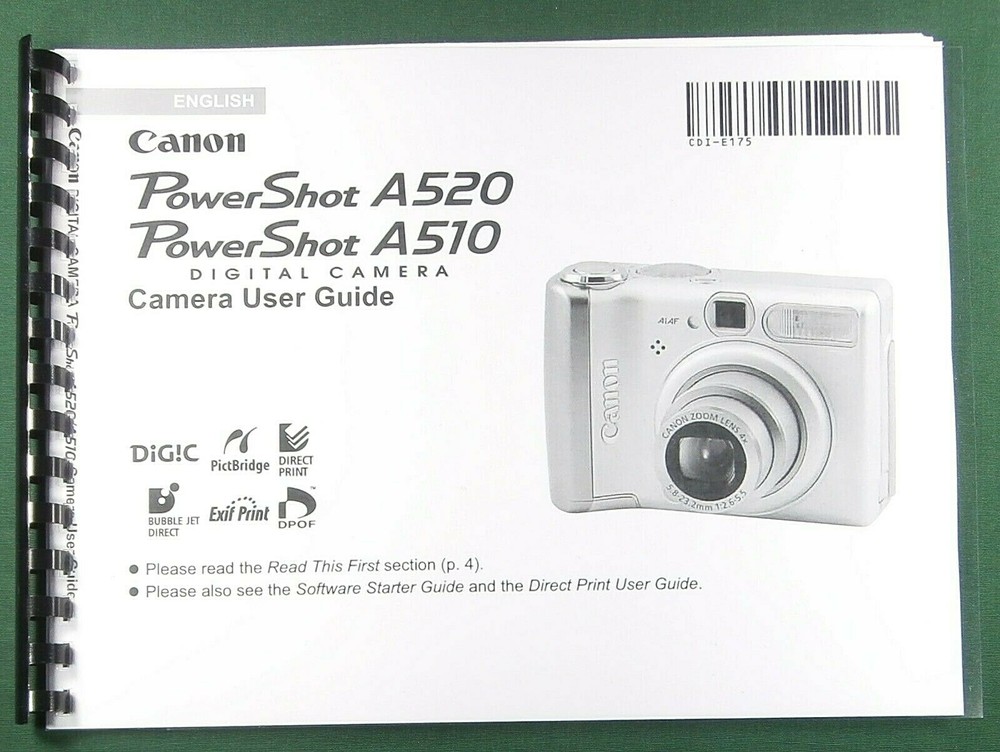 Canon PowerShot A520 / A510 User Guide: 163 Pages & Protective Covers