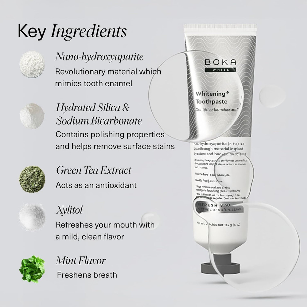 Boka Fluoride Free Toothpaste, Nano Hydroxyapatite Toothpaste, Appropriate for S