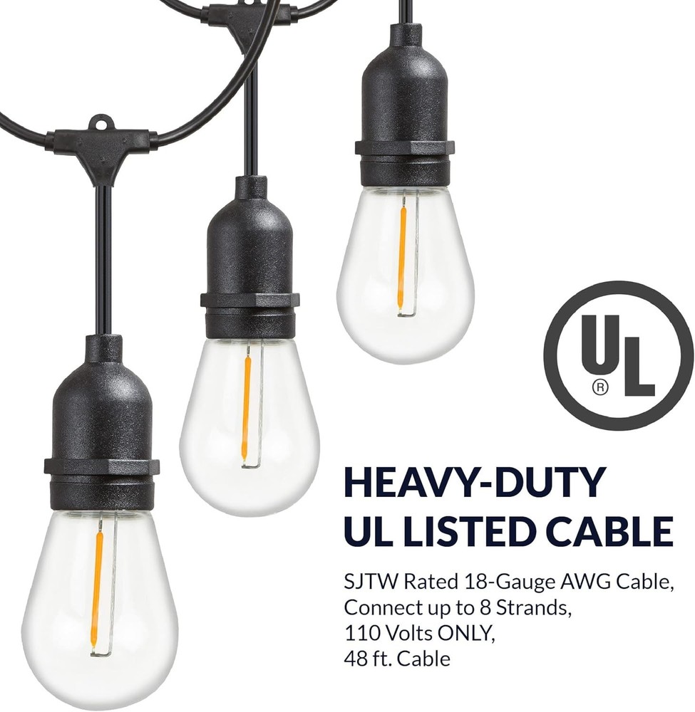 Newhouse Lighting LED String Lights with Weatherproof Technology, Dimmable with