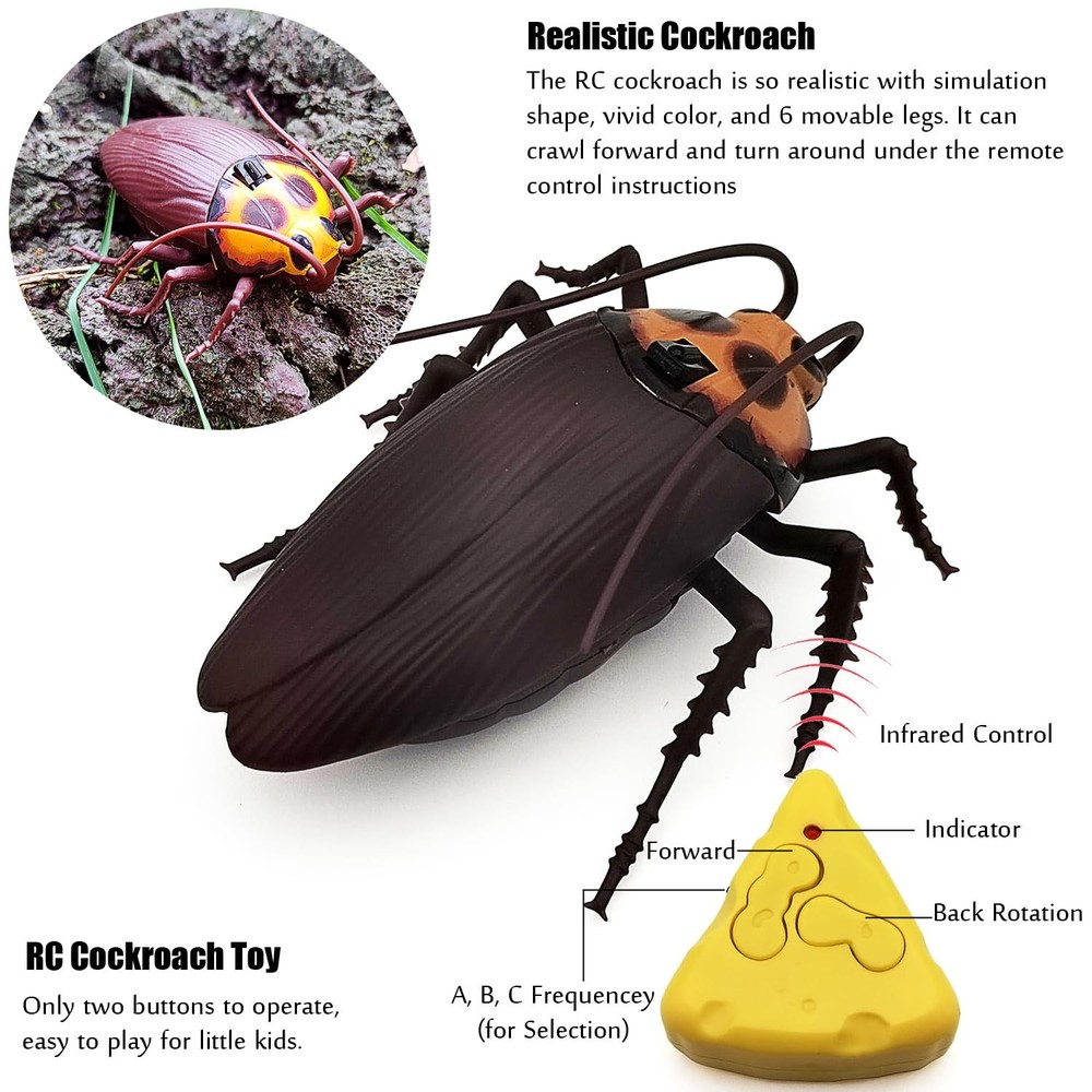 Mini RC Cockroach Toy Remote Control Roach Insect Realistic Simulation Electr