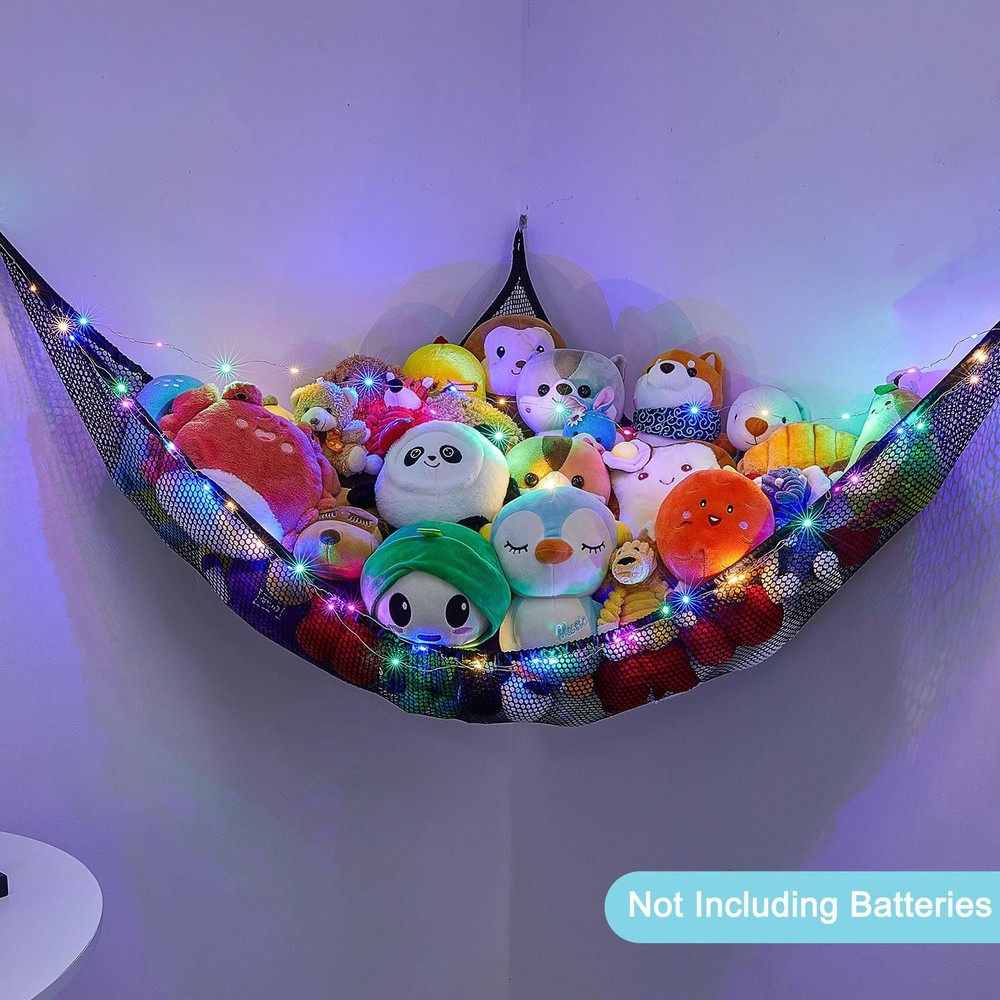 Stuffed Animal Net Or Hammock With LED Light Hanging Toy Net Hammock For Stuff
