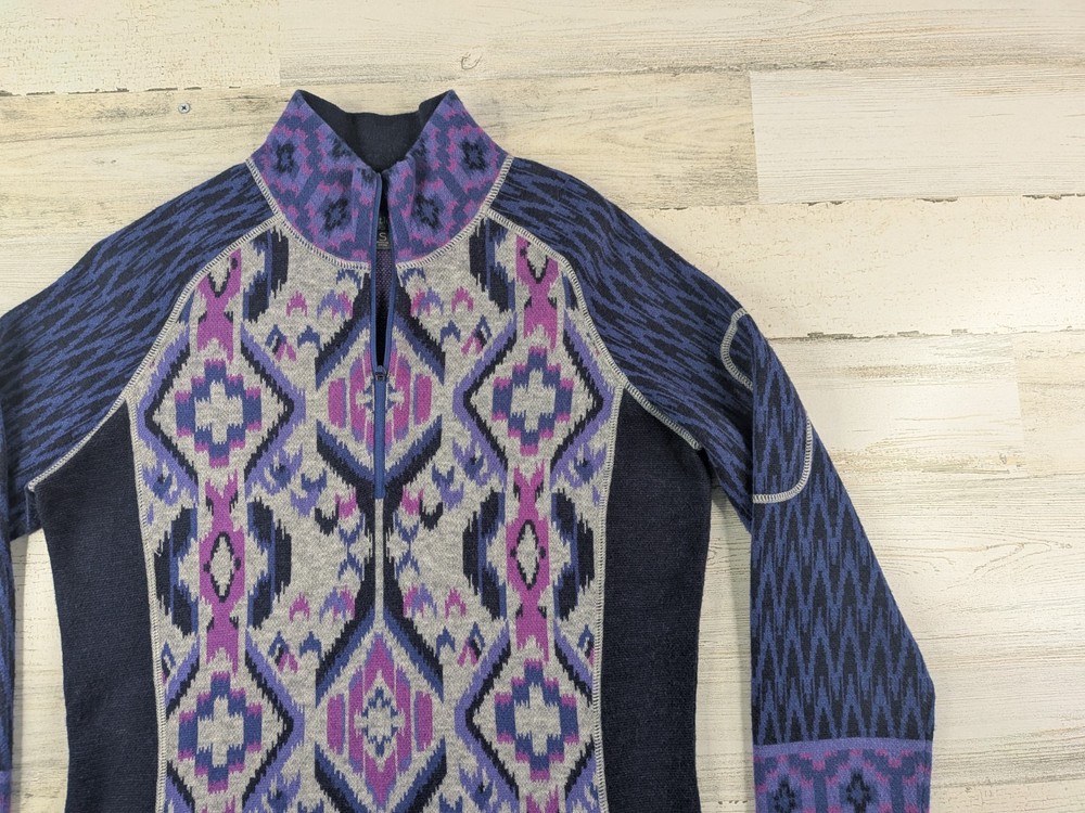 Title Nine Sweater Womens Small Merino Wool Blend Quarter Zip Pullover