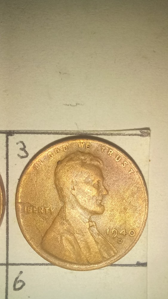 1940 D wheat penny #3, error almost missing L, very clear details.  Quantity 1.