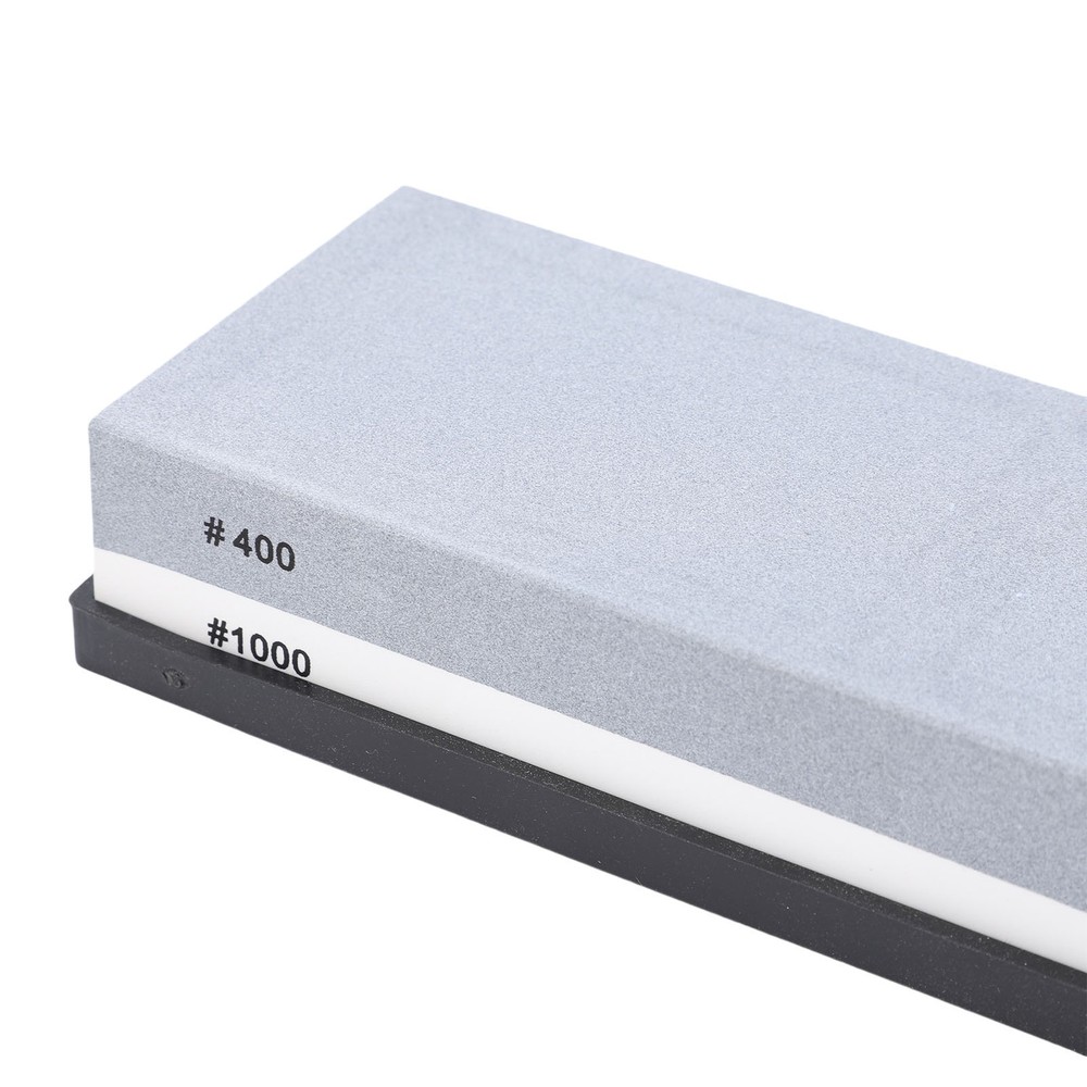 Dual Sided 400 1000 Sharpening Stone For Kitchen With Anti Slip Base Grey White
