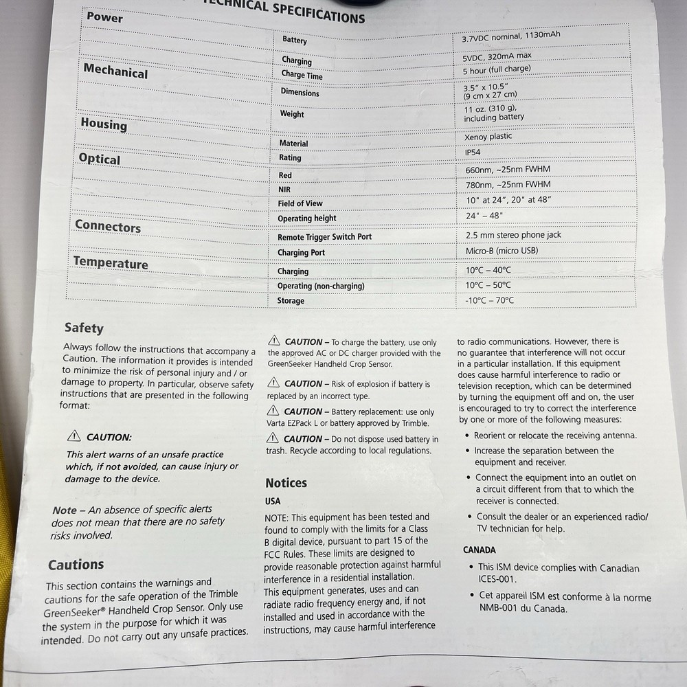 GreenSeeker HandHeld Trimble HCS-100 pn 91519-00