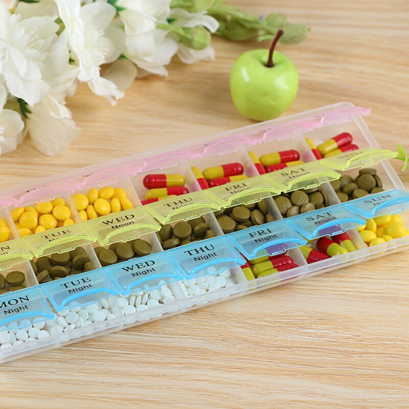 21 Compartment pill case a week Transparent 7day pill organizer