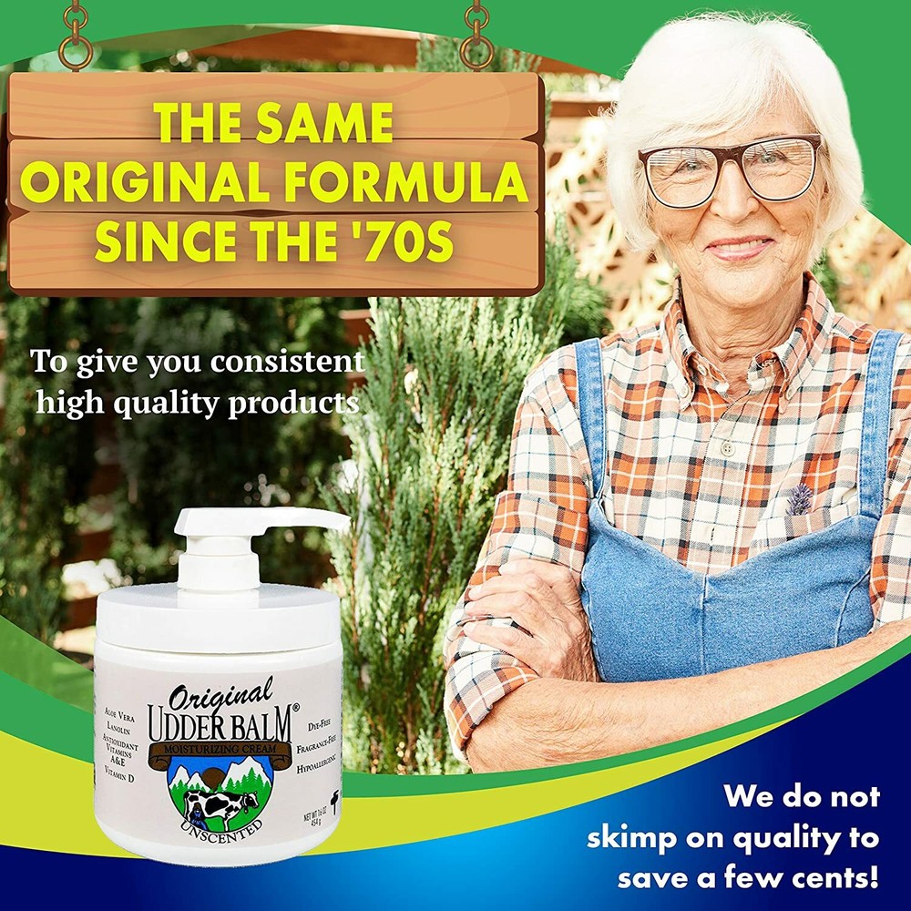 Unscented Original Udder Balm Thick Moisturizing Cream. Help for dry hands. *OUB