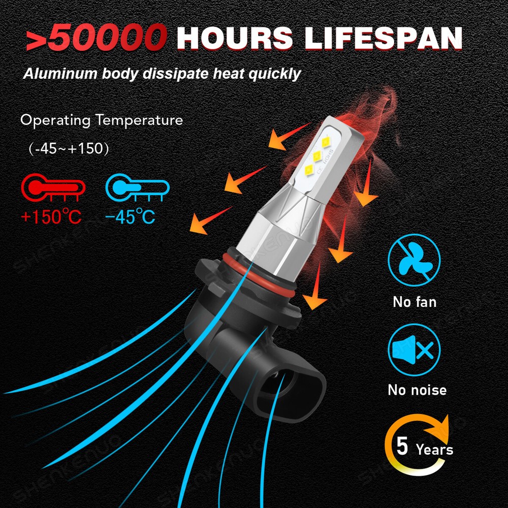 9005+9006 COMBO LED Headlight Bulbs Kit High/Low Beam Super Bright 6000K White