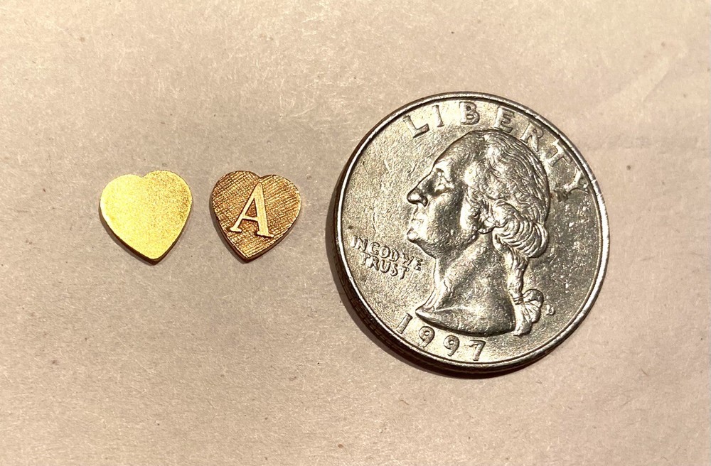 60 pcs. Raw  Brass Stamping -  SMALL HEART "A" shape