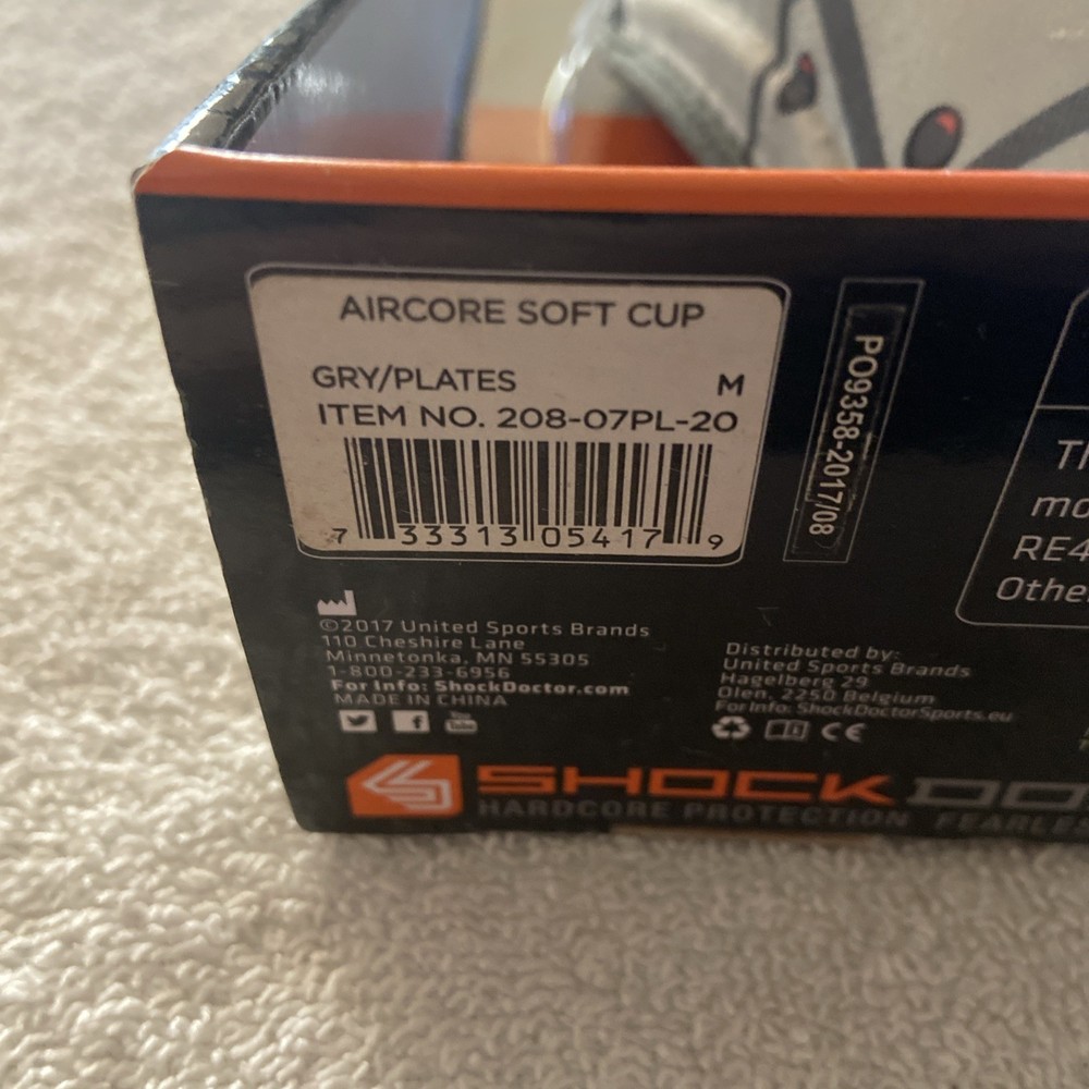 Shock Doctor Air Core Soft Cup • Gray/ Plates• Medium • New In Box