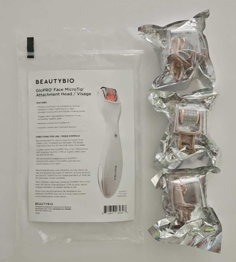 3-Pack BeautyBio GloPRO Face Microtip Attachment Head Replacement Rose Gold