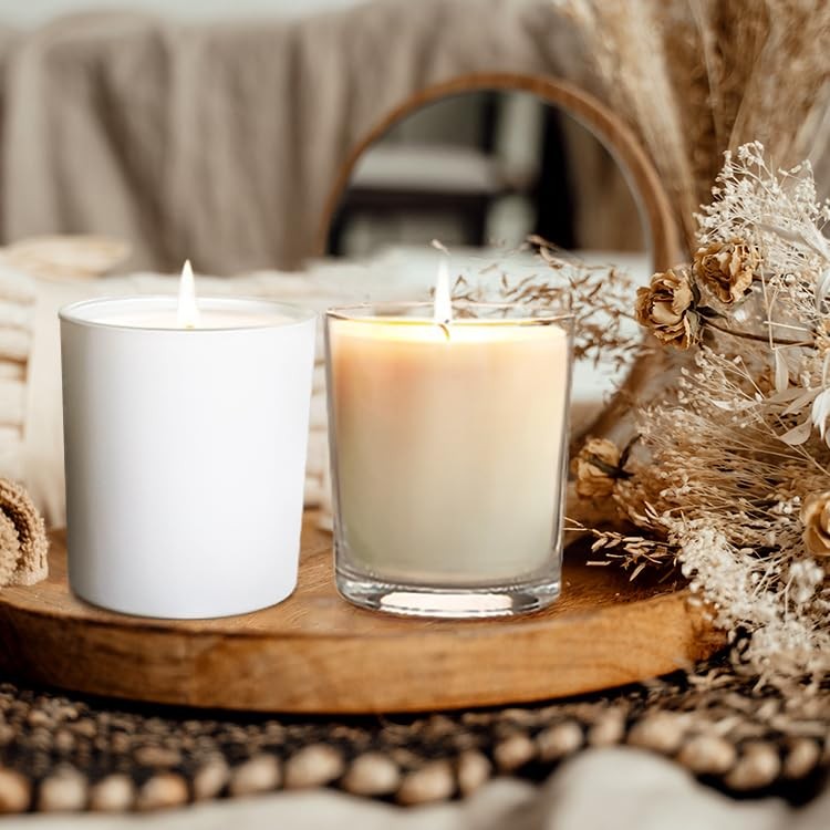 15 PCS 10 OZ Thick Candle Jars Making With Wood Lids Empty Matte White Sample