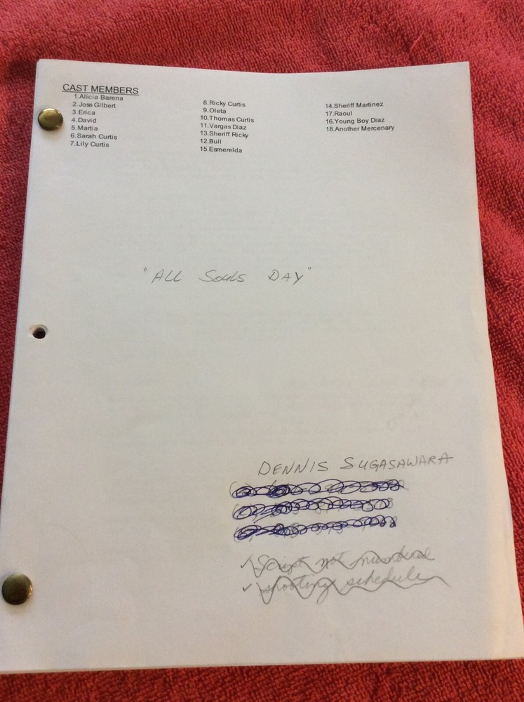 ORIGINAL SCRIPT BLUEPRINT ALL SOULS DAY DANNY TREJO MARISA RAMIREZ DAVID KEITH