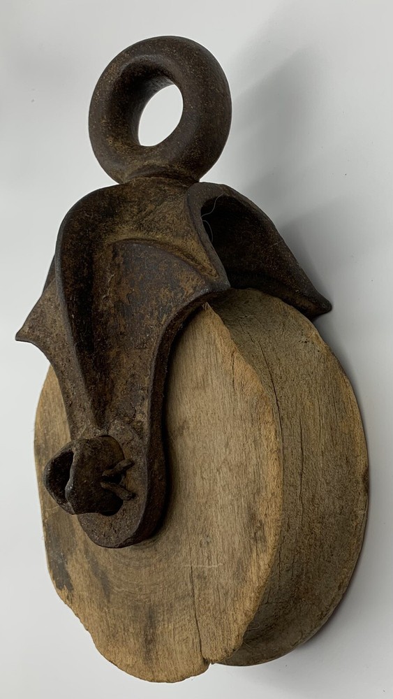 Antique Cast Iron and Wood Barn Pulley
