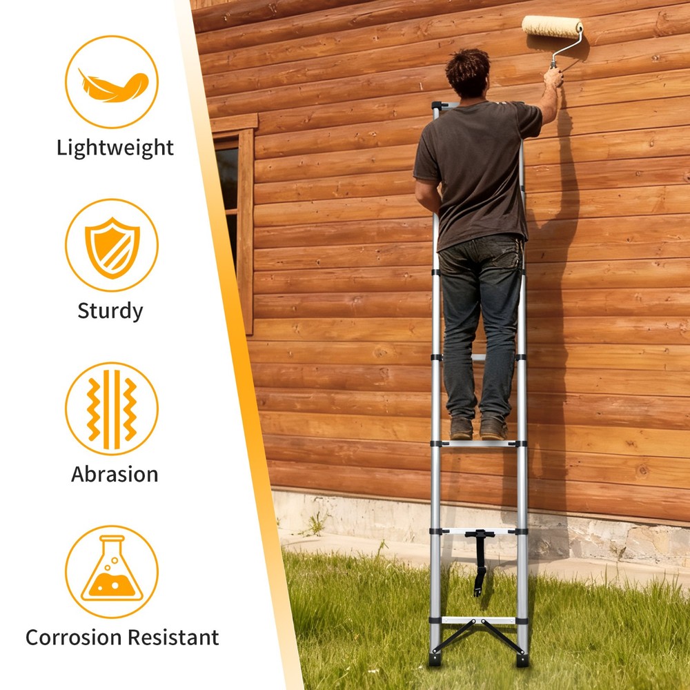 8.56' Compact Telescoping Ladder Portable User-friendly Easy-storage 330Ibs load
