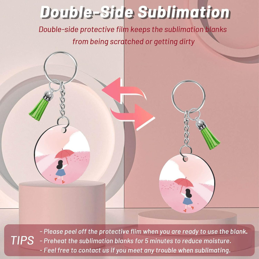 Sublimation Keychain Blanks Bulk, 120Pcs Sublimation Keychains Blank Set with 2