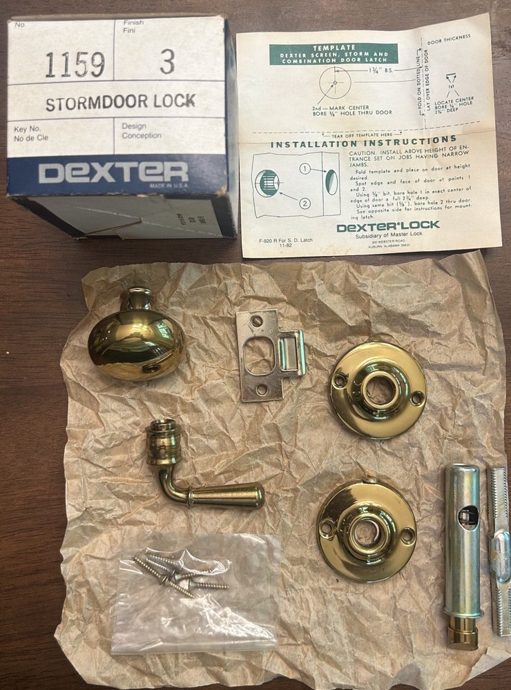 Dexter Screen/Storm Door Lock Brass #1159