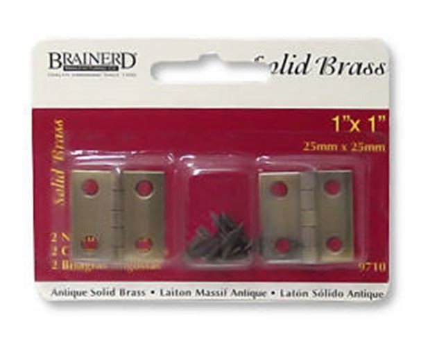 Small Antique Finished Solid Brass Hinges 1" X 1"