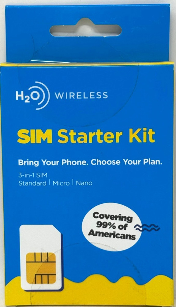 H20 Wireless SIM Starter Kit 3 In 1 SIM STANDARD MICRO NANO