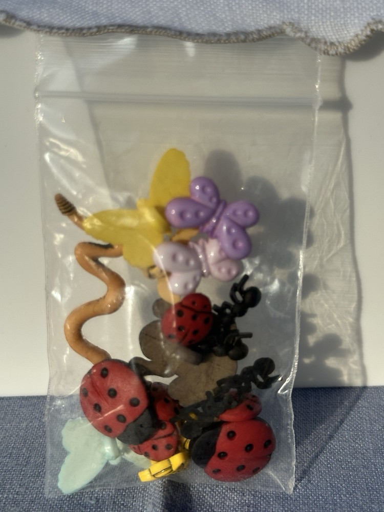 Insect Novelty Buttons Plastic NIP BUTTERFLY, FROG, LADYBUG