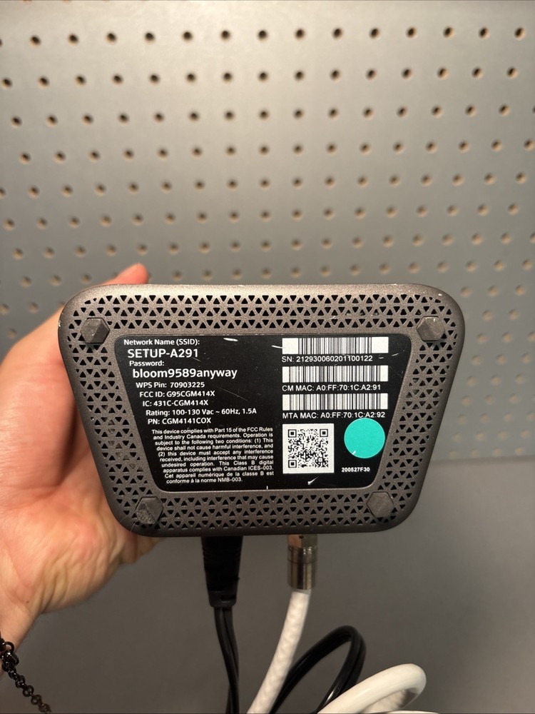 COX Panoramic Cable Modem WIFI Gateway Modem/Router CGM4141COX READ