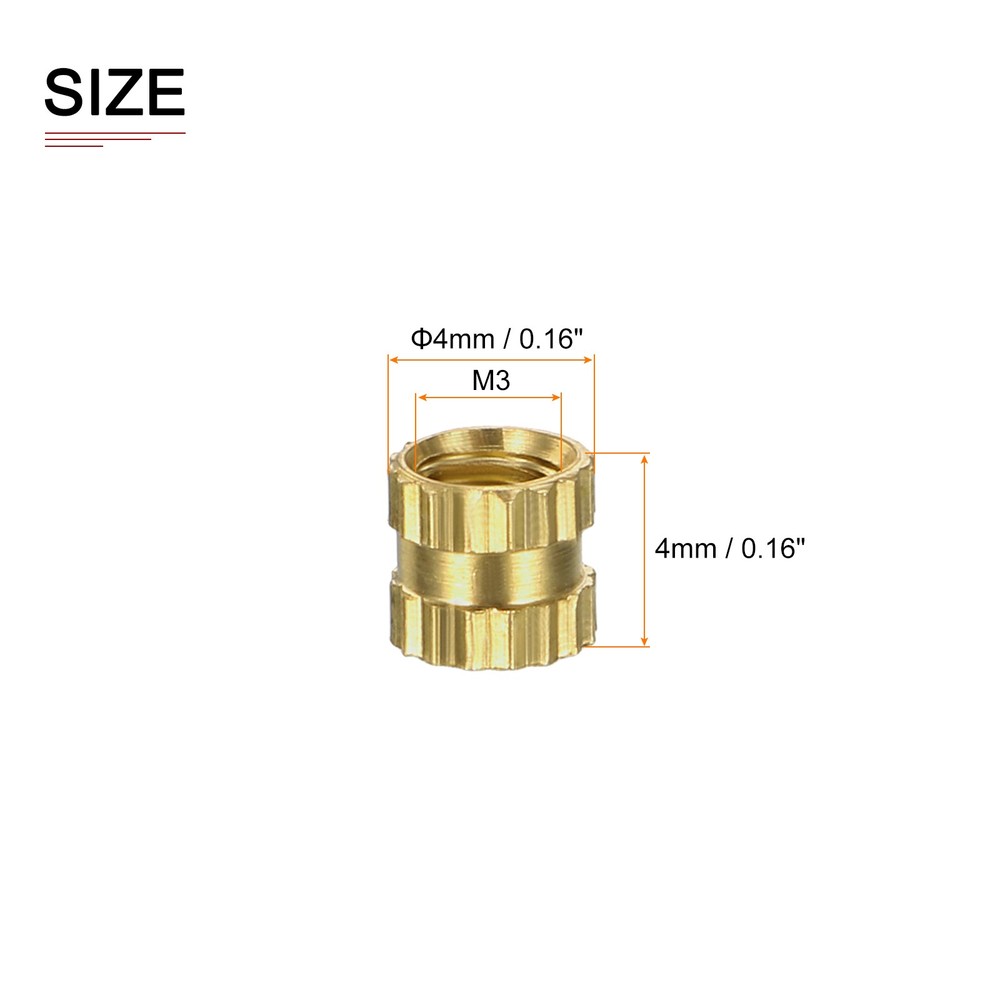 M3x4x4mm(IDxLxOD) Knurled Insert Nuts - 30 Pack - Good for Plastic Shells