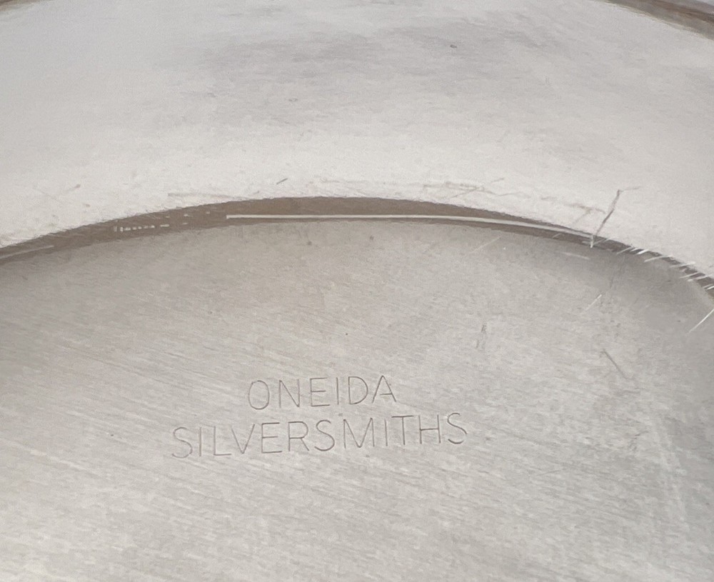 Oneida Silversmiths 12" Platter With Attached 5" Dip Bowl