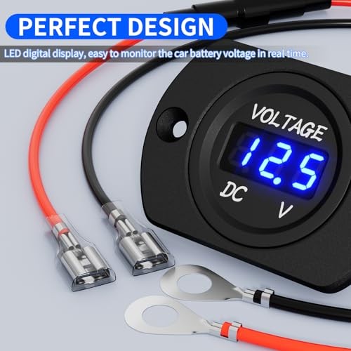 Battery Voltage Meter Waterproof DC 12V 24V LED Voltmeter Panel 12 Volt 24