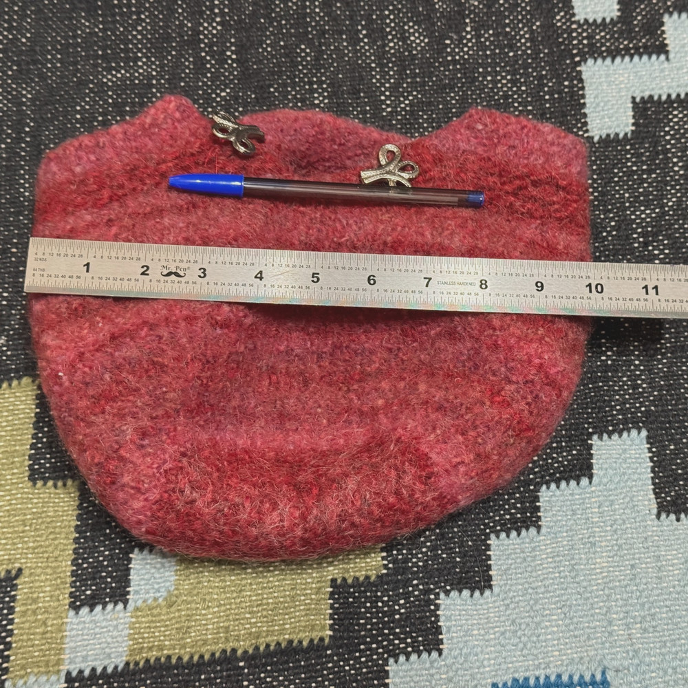 Handmade Felted Wool Knitting Bowl, Red