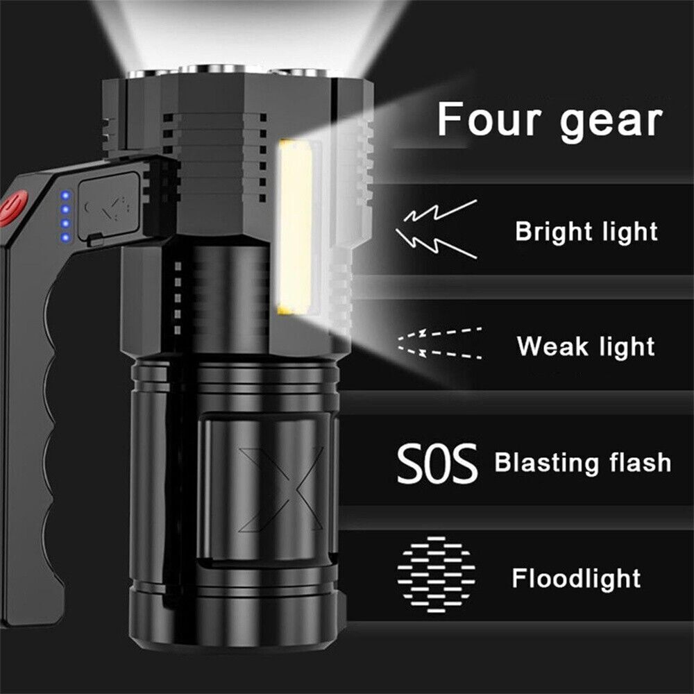 9000000 Lumens Super Bright LED Flashlight Tactical Rechargeable LED Work Lights