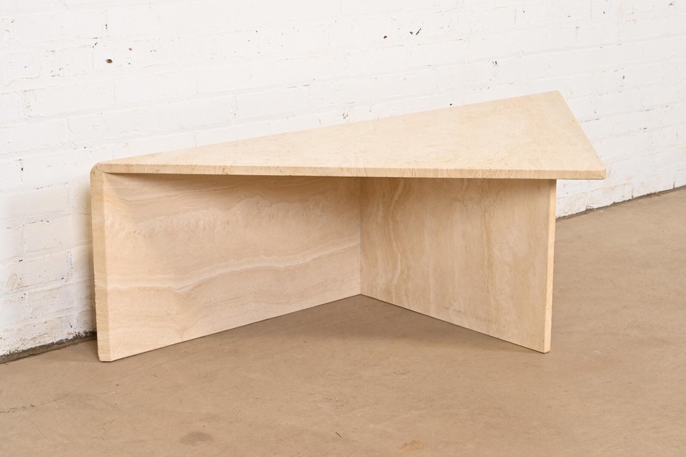 Modern Italian Travertine Triangular Coffee Table, Circa 1970s