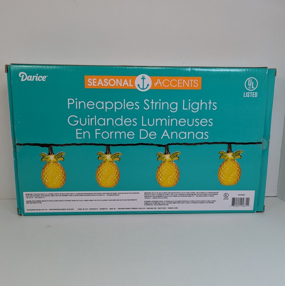 Pineapple String Lights Darice 8.75' 10 Lights 3" Hard Plastic Blowmold Camper