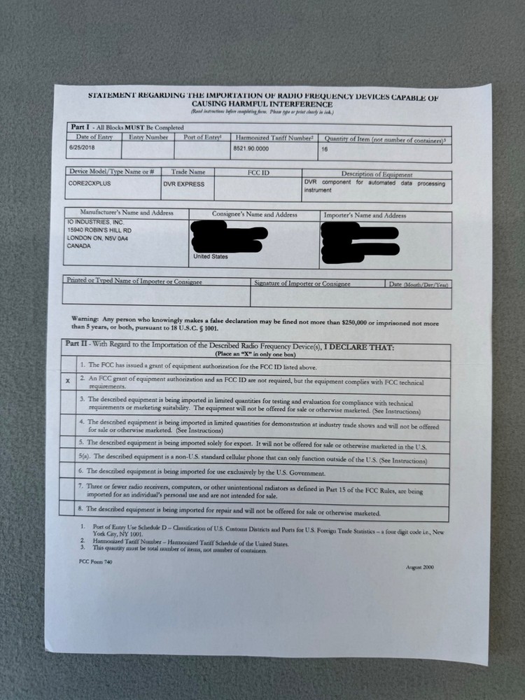 IO Industries DVR Express CORE 2 CXPLUS – Multi-Camera Recorder Module – Tested