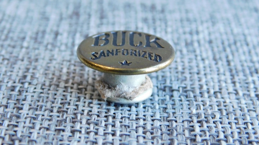 Antique Vtg Uniform Work Stud Button Buck Sanforized Aprx: 11/16" #604-B