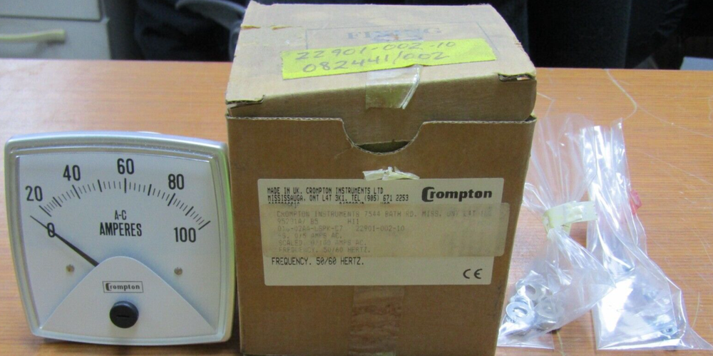 🤓 NEW CROMPTON 3 ½'' SURFACE MOUNTED PANEL METER 0-5AAC INPUT 016-02AA-LSPK-C7