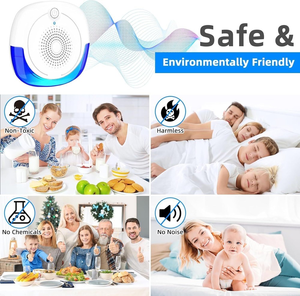 6 Pack Electronic Pest Repeller Indoor Ultrasonic Mouse Rat Roach Control