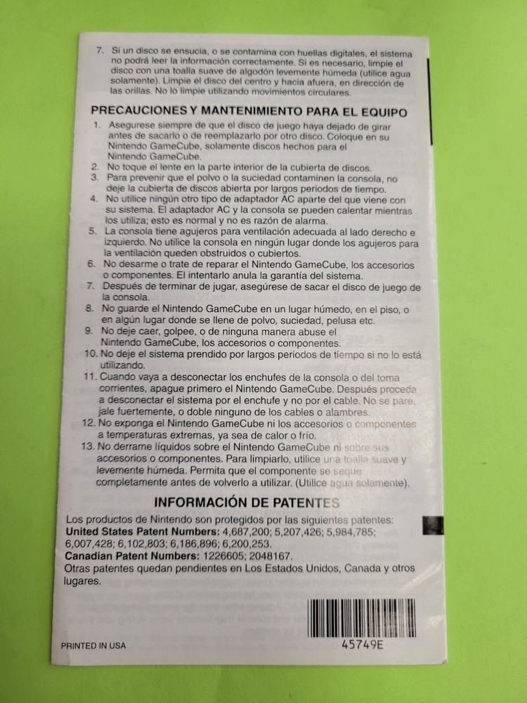 Gamecube Health & Safety Precautions Booklet