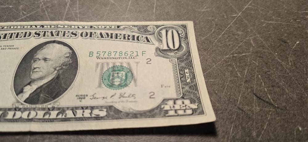 1969 Misaligned $10 Bill Error