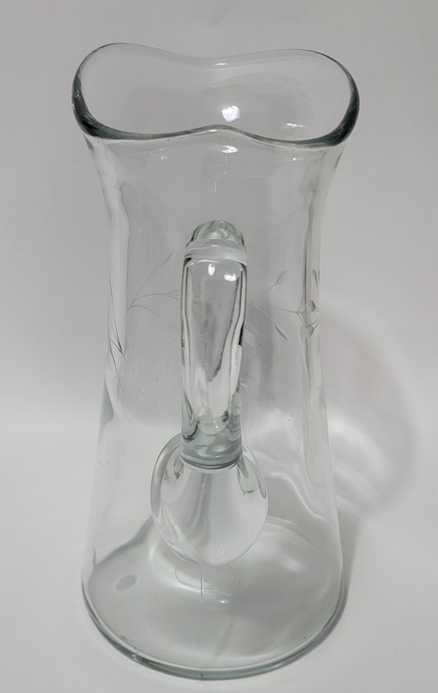 Vintage Etched Berry Glass Pitcher
