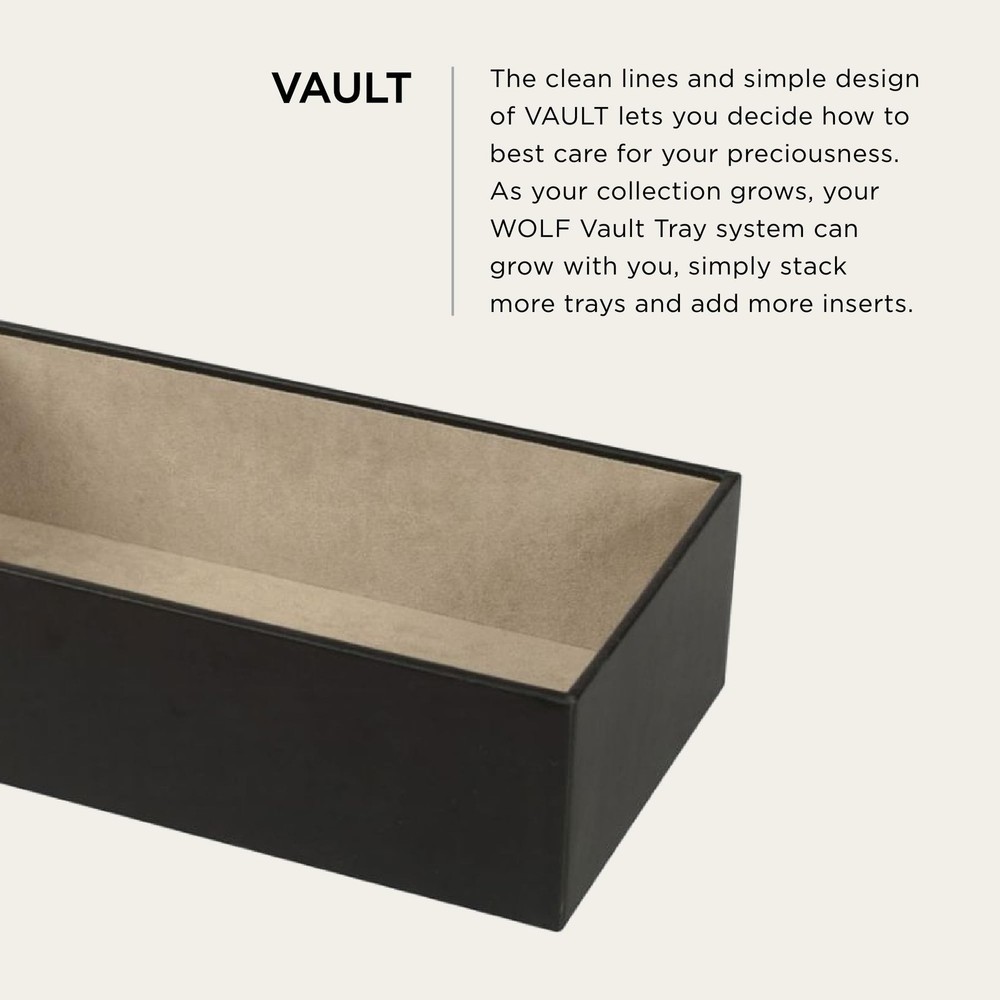 WOLF 4" VAULT Deep Tray, Black - Stackable - Vegan Leather Exterior + Anti-Ta...
