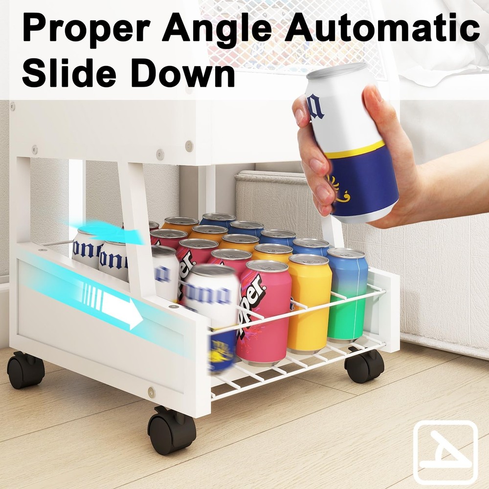 Compact Refrigerator Stand with Beverage Storage and Wheels Rolling Personal ...