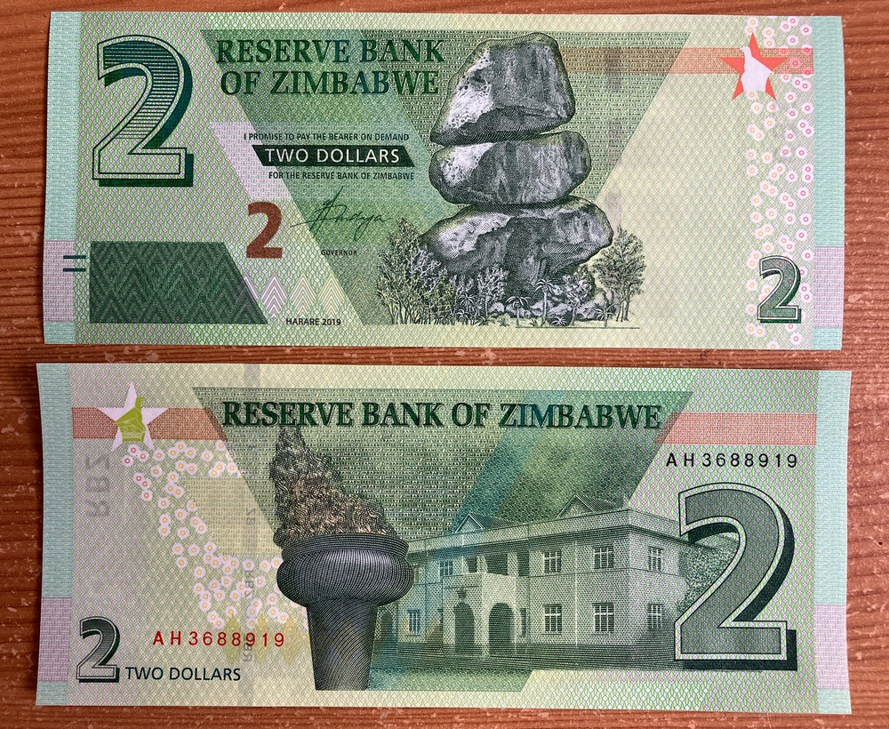 ZIMBABWE - 2019 2 Dollars  UNC Banknote