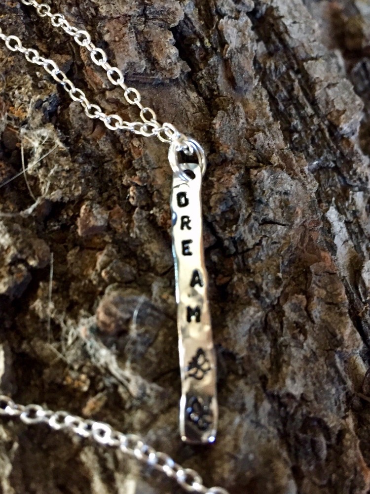 Slim Bar Dream Stamped Necklace