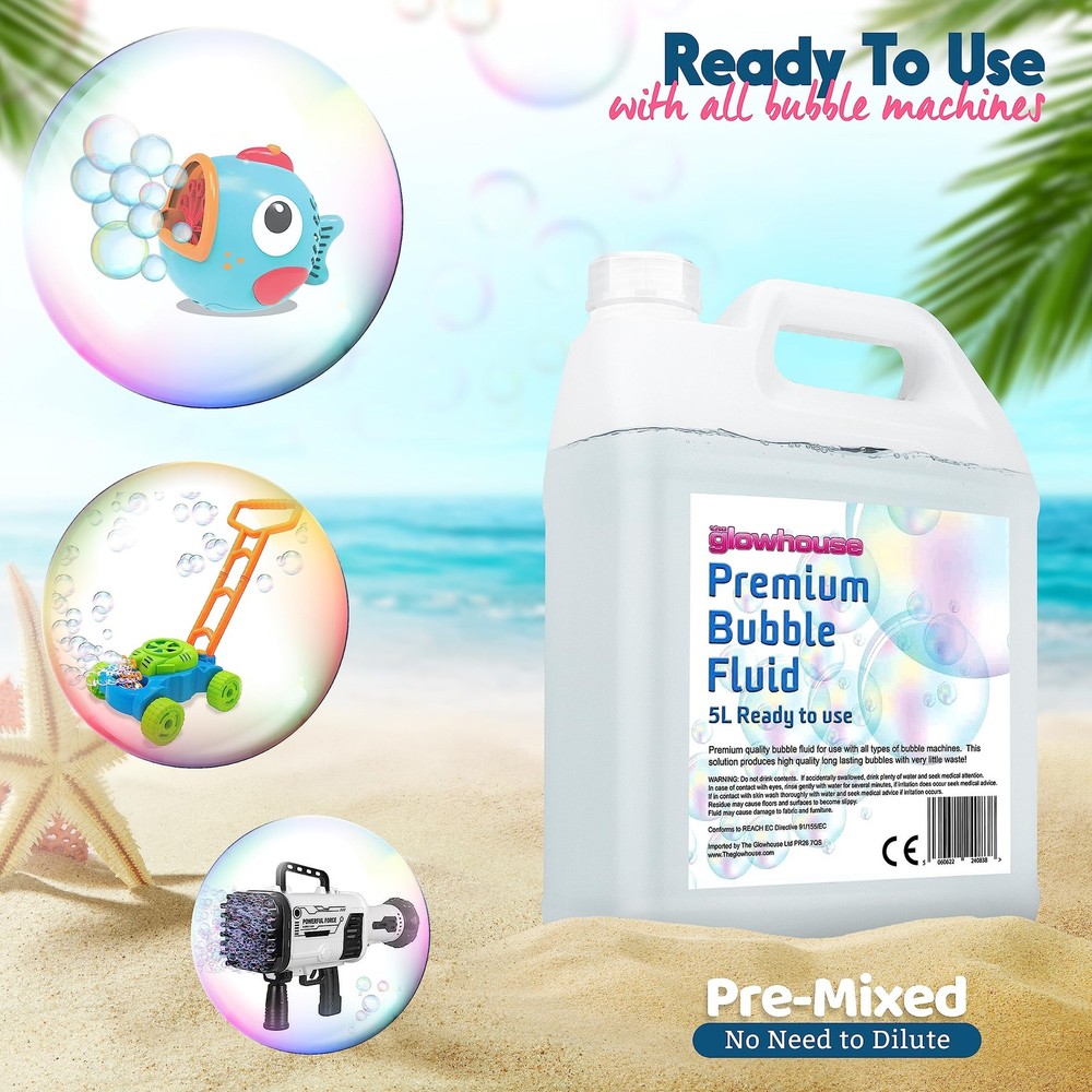 Premium Bubble Solution 169 oz – Non-, Ready-to-Use Bubble Fluid for & Adults...